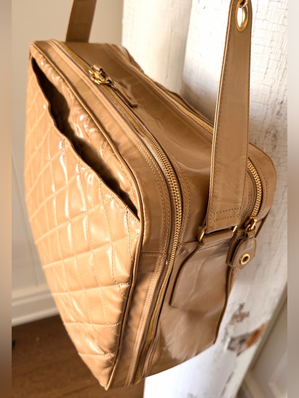 CHANEL Rare Vintage Quilted Glazed Leather Travel Bag Briefcase + COA - Picture 14 of 15
